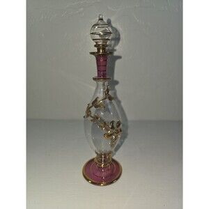 Vintage Egyptian Hand Blown Glass Perfume Bottle W/Stopper 8" - 9"